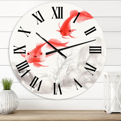 Vintage Gold Fishes - horloge murale nautique et côtière