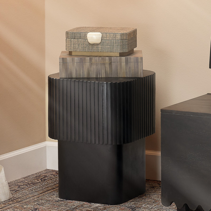Notch Solid Wood End Table, Black