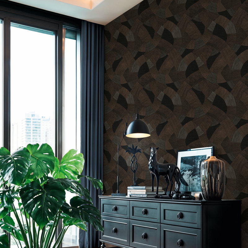 Havana 2 Collection Abstract Geometric Wallpaper Roll, Bronze