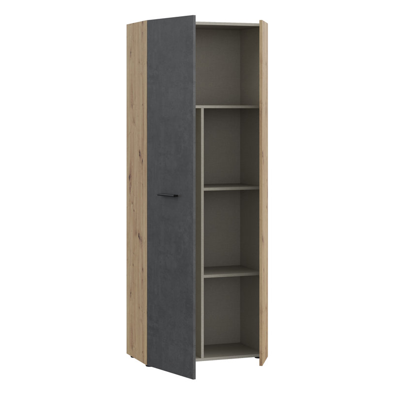 Shilu 2 Door Manufactured Wood Wardrobe, Grey/Oak
