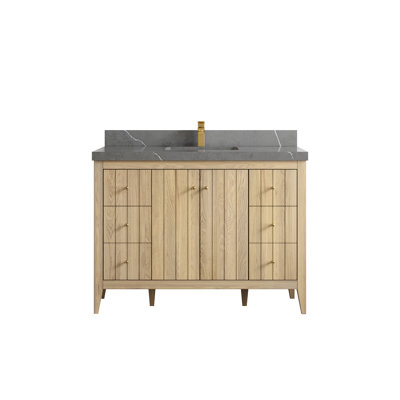 Chêne d'Atlanta 48 po X P 22 po D Meuble-lavabo simple avec 2 po Quartz