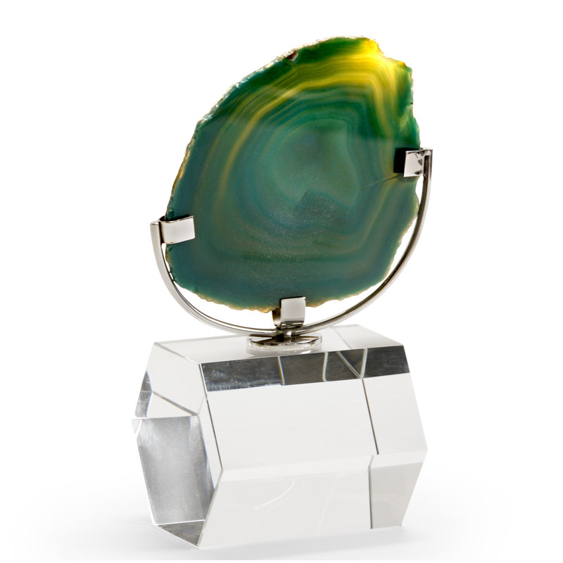 Chelsea House Small Green Agate & Polished Nickel Figurine