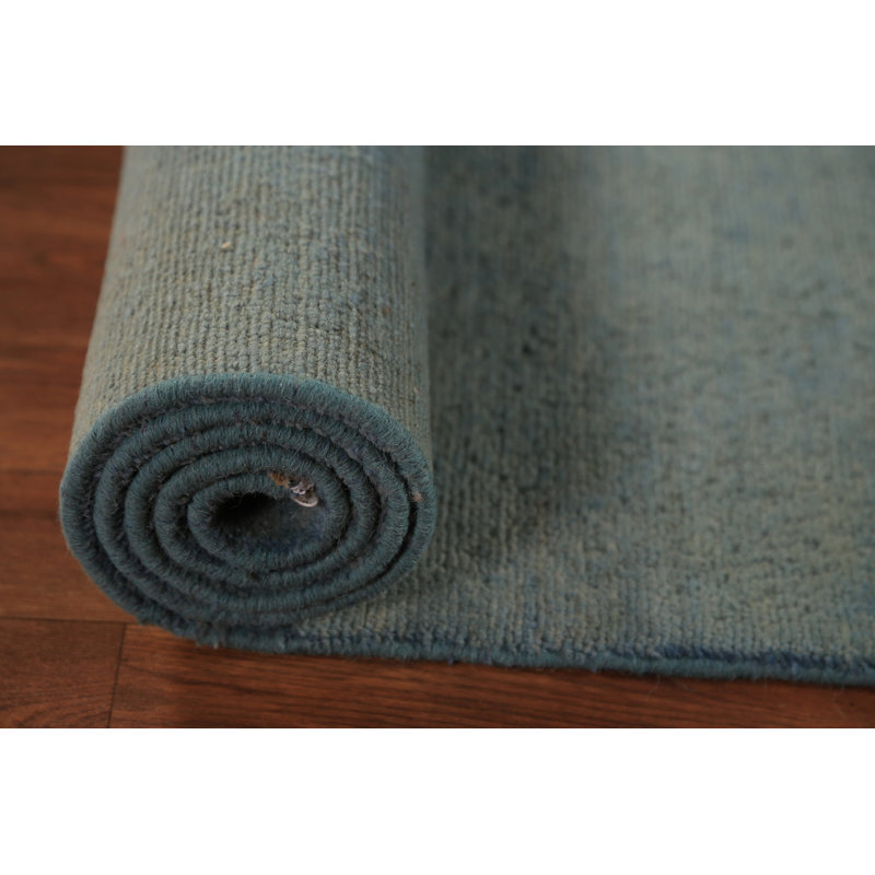 Light Blue Gabbeh Oriental Runner Rug 3x7