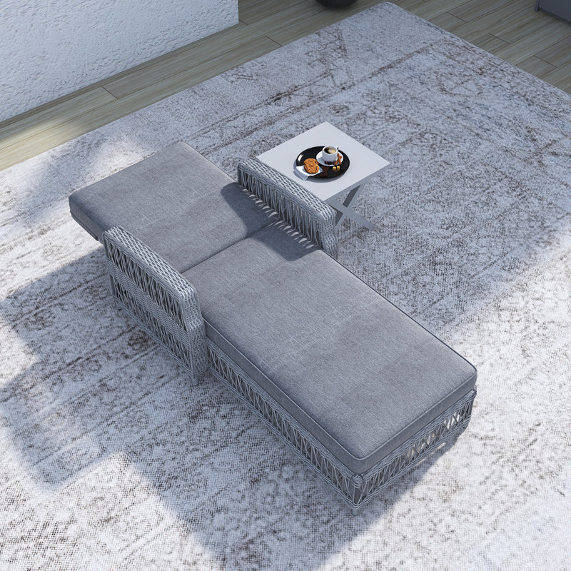 Chaise longue d'extérieur inclinable avec accoudoirs, Gris