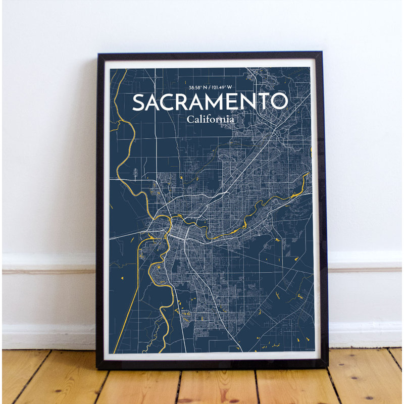 Sacramento City Map - No Frame Print, 50.8cm H x 40.6cm W x 0.13cm D