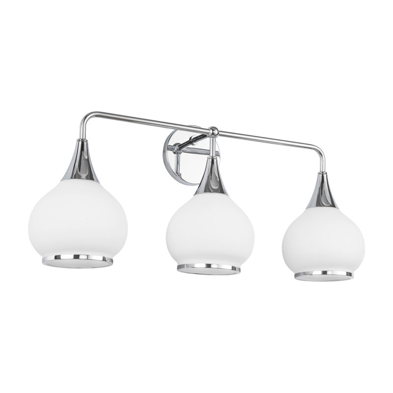 Éclairage pour meuble-lavabo Marsi, Chrome, Verre opale mat, 3