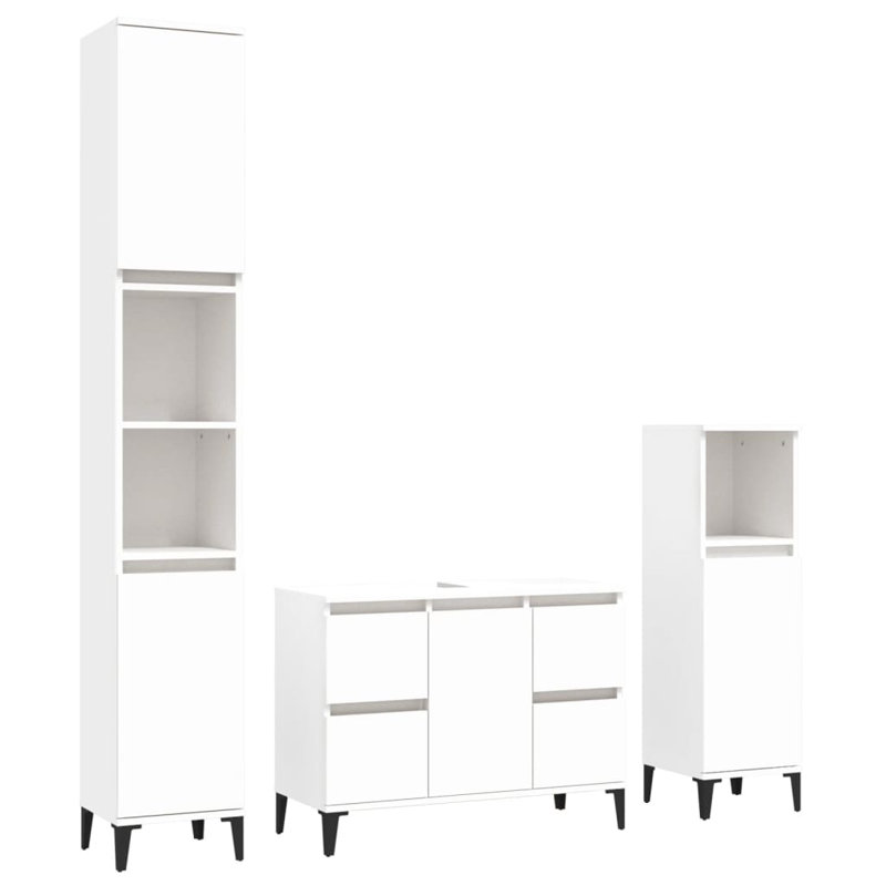 Bozhil Freestanding Bathroom Storage Furniture Set, White