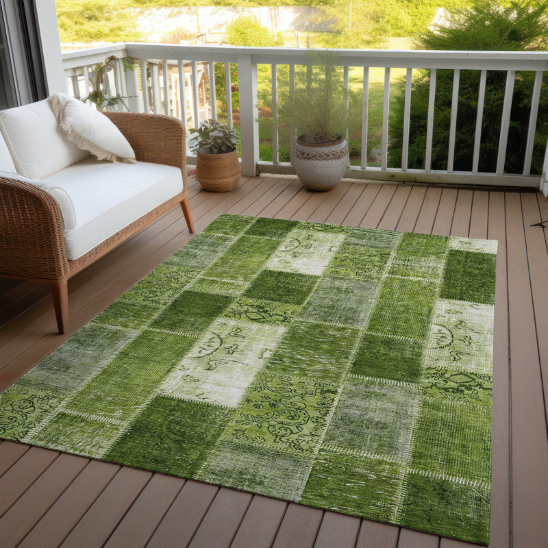 Tapis intérieur / extérieur en polyester tissé à la machine Heffington, Rectangle 2 pi 6 po x 3 pi 10 po