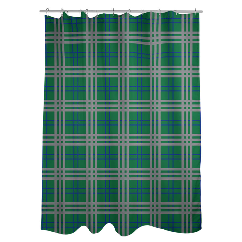 Plaid Shower Curtain Set, Vert / bleu / argent