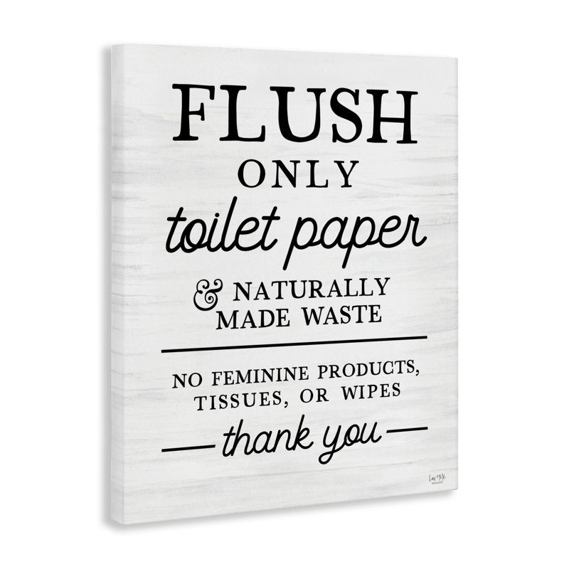 Papier hygiénique Flush Only Rules Canvas, design par Lux + Me Designs, H 20 po x l 16 po