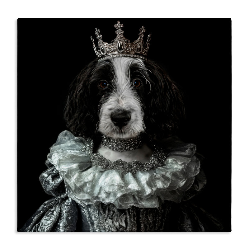 Princesse Pepper, toile de chien royal, design par Kelley Parker, H 17 po x l 17 po