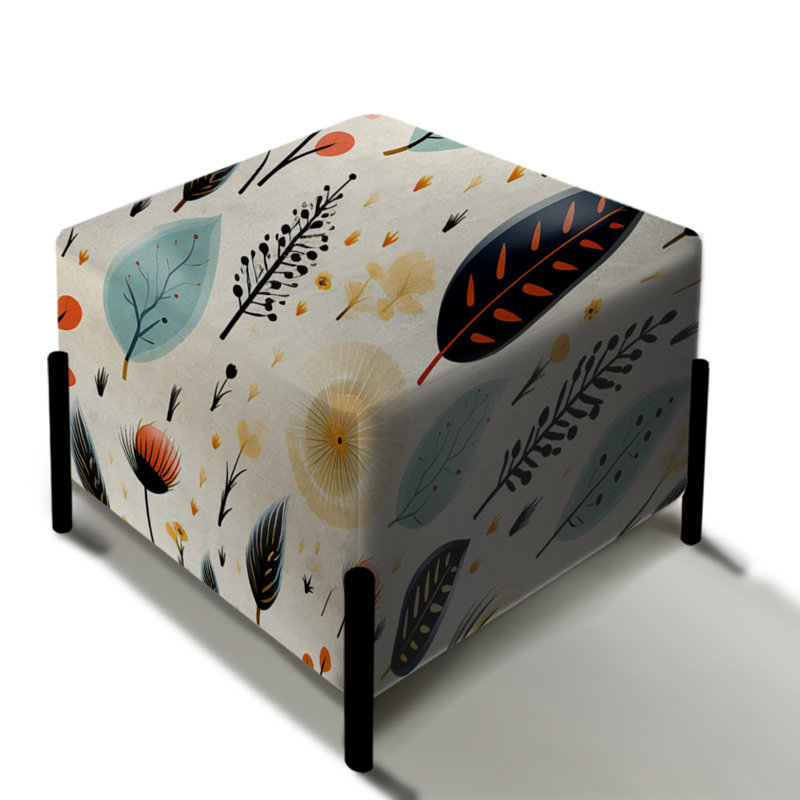 Earthy Boho Eclectic Plants - Eclectic Square Ottoman