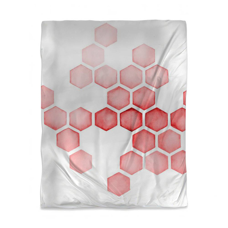 Polyester Sateen Duvet Cover, Twin Duvet, Blue Alveoli Red