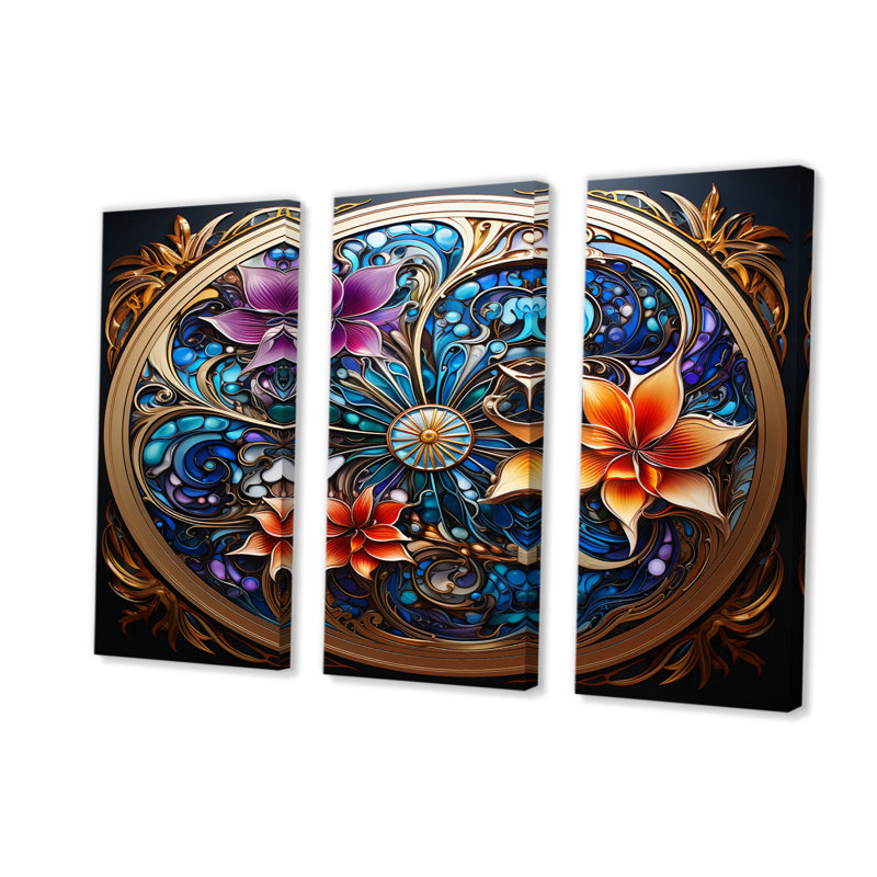 Ensemble de salon rétro or floral Mandala magique I - Boho Mandala, H 28 po x l 36 po x P 1 po