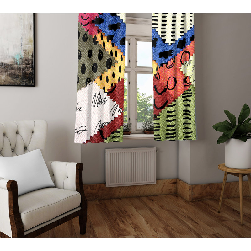 Panneaux de rideaux semi-transparents abstraits, L 56 po x L 78 po