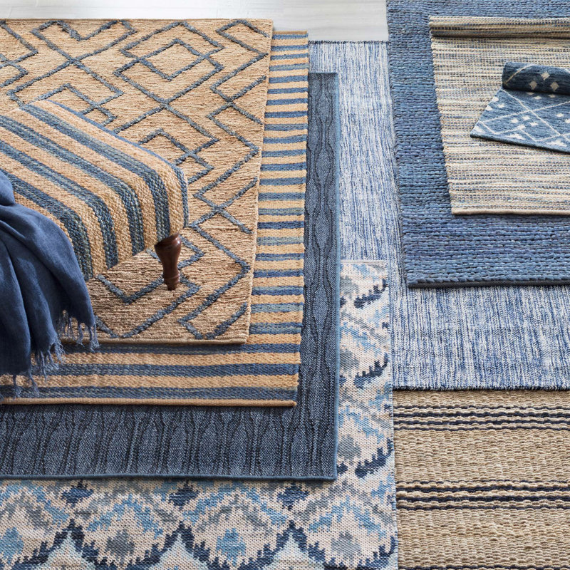 Bella Navy Handwoven Wool Rug, Rectangle 8'6" x 11'6"
