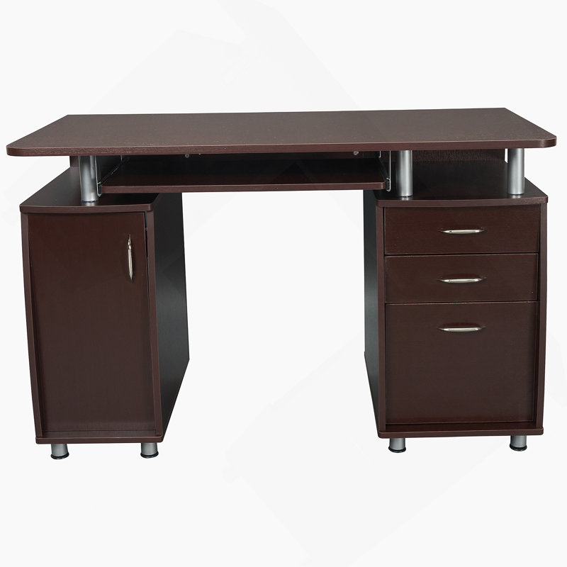 Bureau d'ordinateur complet avec rangement, chocolat
