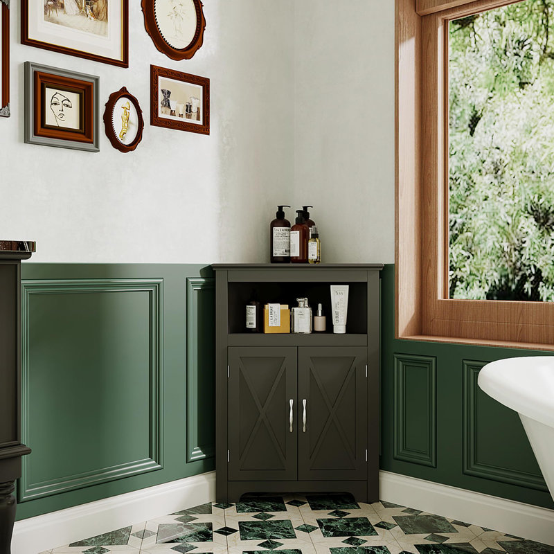 Corner Bathroom Cabinet, Black