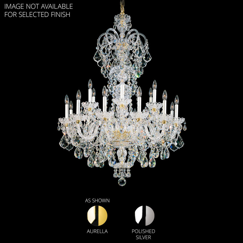 Olde World 23 Light 36in x 52in Chandelier in Silver with Clear Heritage Handcut Crystals, Chinese (K9), Silver