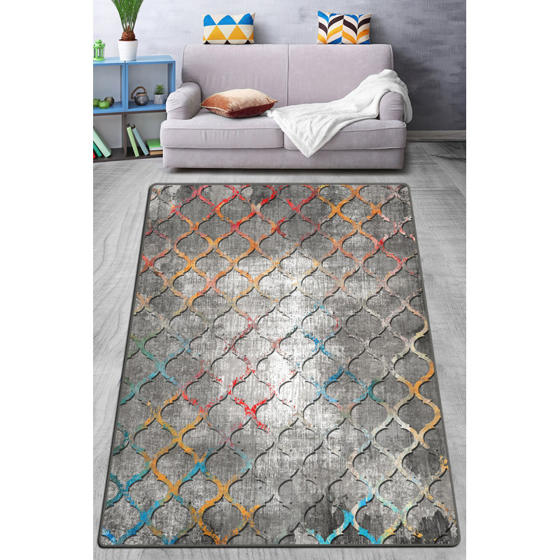 Premium Non-Slip Area Rug, 4.9 x 7.9 Feet, 100% Polyester, 0.4 in Pile Height | Antibacterial, Machine Washable, Easy Care | Perfect for Living Room, Bedroom & Office, Soft and Durable Design