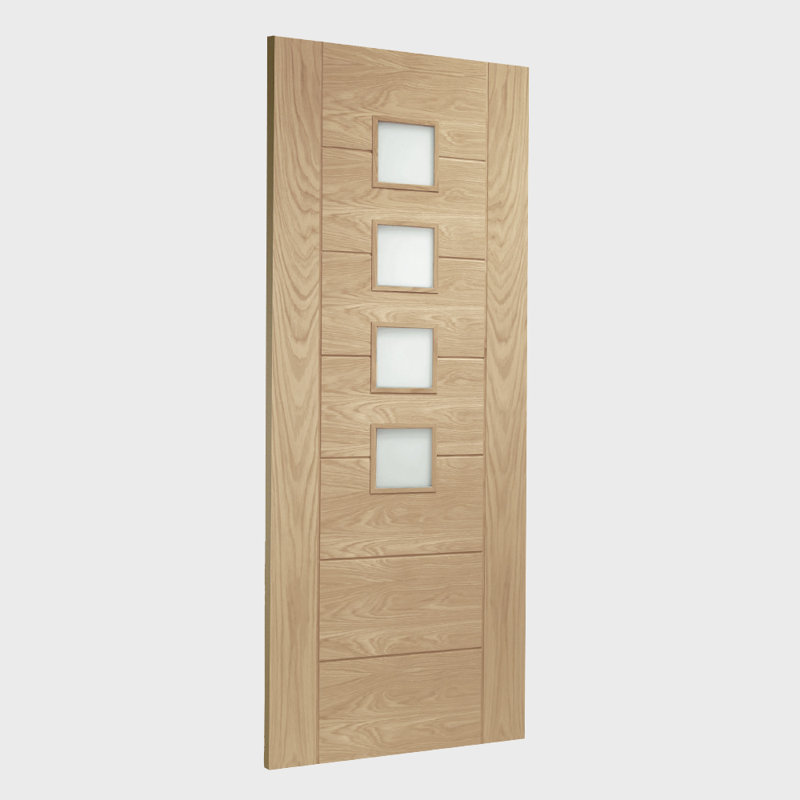 Internal Oak Palermo with Obscure Glass, 1981mm H x 838mm W x 35mm D