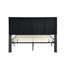 Structure de lit double pleine grandeur, tissu gris, tête de lit, support en bois, sans sommier, lit à assemblage simple, lattes, assemblage facile, support de matelas