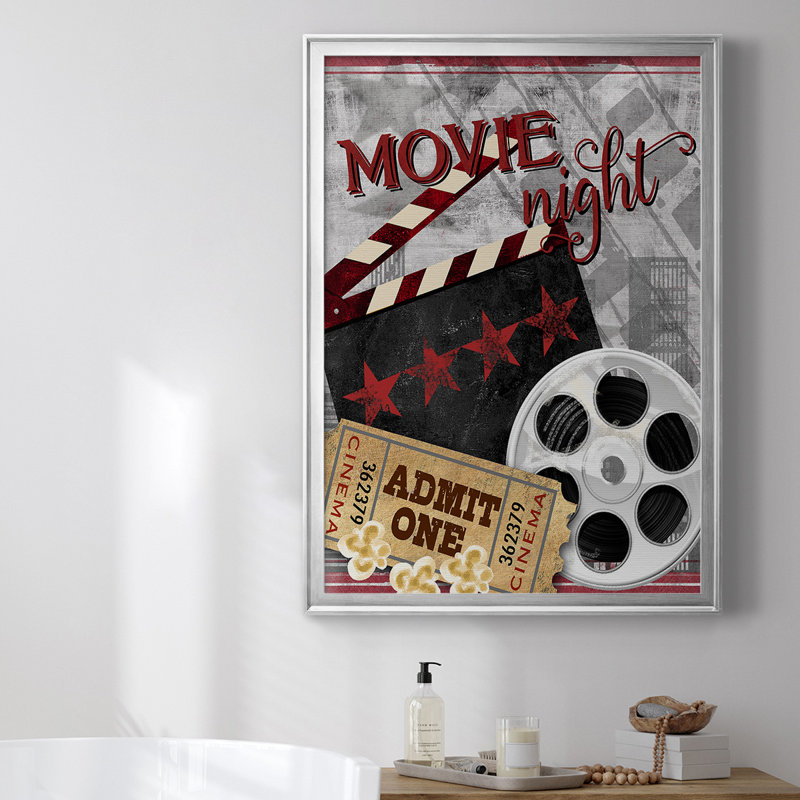 «Movie Night II», toile encadrée de qualité supérieure - prête à être accrochée, Argent, H 36,5 po x l 26,5 po x P 1 po