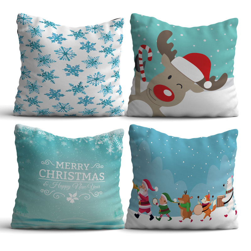 Premium Cushion Set (4 Pieces), 17.0 x 17.0 Inches, 50% Cotton / 50% Polyester | Machine Washable, Digital Print Design | Soft & Durable, Perfect for Living Room, Patio, and Bedroom Decor