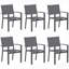 Ensemble de 6 chaises de patio d'extérieur robustes en métal gris - Textilène toutes saisons