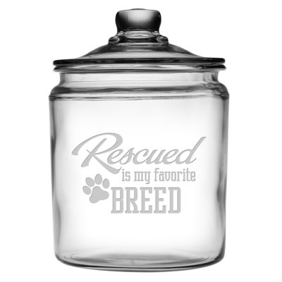 Rescued Is My Favorite Breed 1.3 Lb. Glass Treat Jar Removable