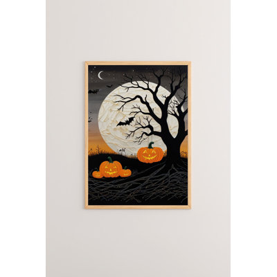 «Spooky Halloween», peinture décorative encadrée de 13,0 po x 19,0 po | Cadre 100% bois massif (épaisseur: 0,8 pouce) et art 100% bois aggloméré (épaisseur: 0,1 pouce) | Impression numérique, pour la décoration festive et les célébrations saisonnières