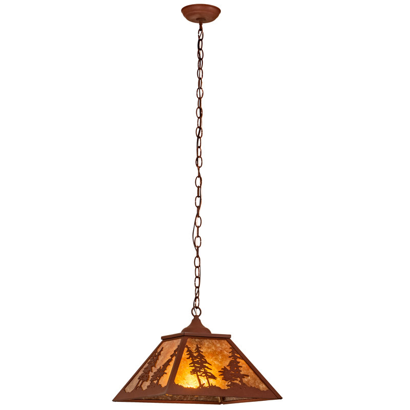 Tall Pines Pendant, 50" H x 16" W x 16" D, Amber Mica, Red Rust