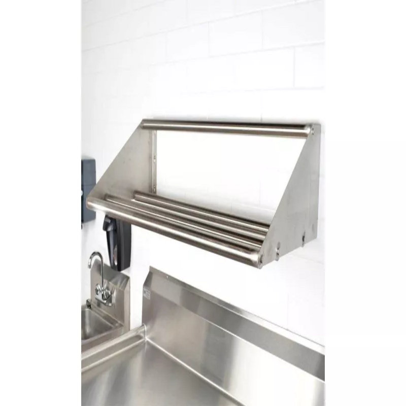 Express KitchQuip 11.25"H x 42"W x 18"D  Wall-Mounted Stainless Steel Tubular Dish and Glass Rack Shelf