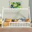 Lit simple en forme de tente, lit tipi avec garde-corps, lattes, blanc-1106594792