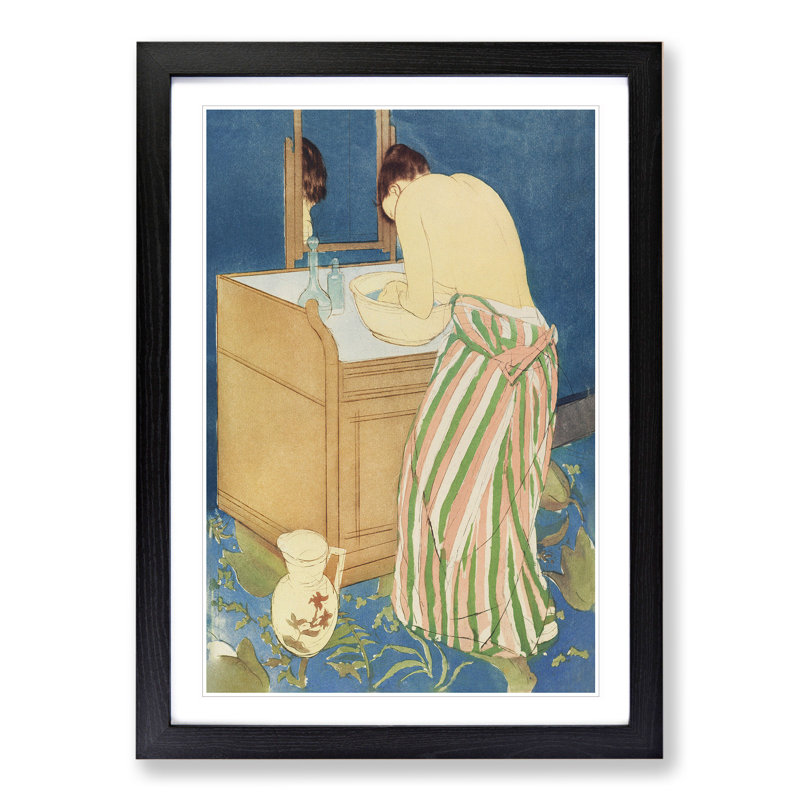 Woman Bathing by Mary Cassatt - Framed Print, 36cm H x 27cm W x 2cm D, Black