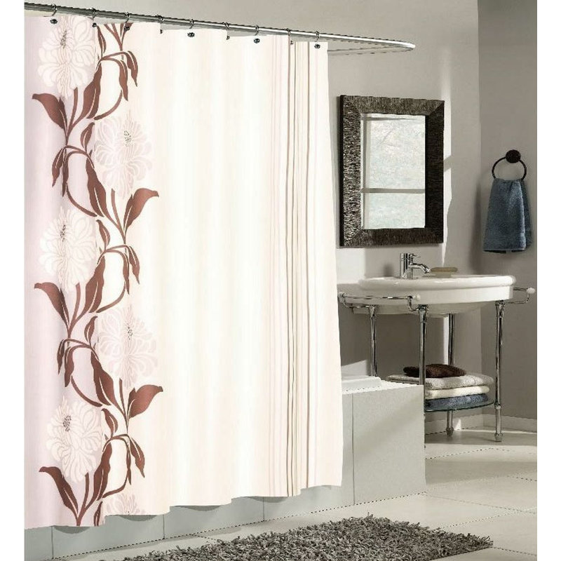 Floral Shower Curtain, Brown, 96" H x 70" W