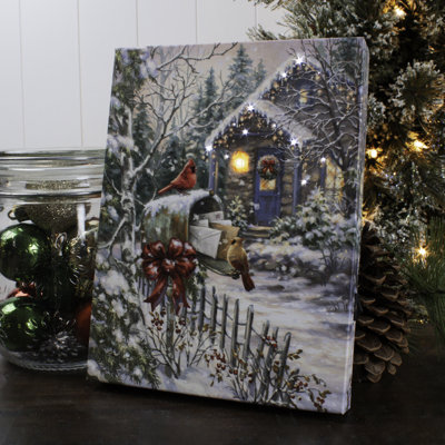 Cardinal Cottage 8x6 Mini Lighted Easel Back Canvas