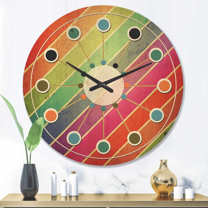 Horloge murale en bois à motif géométrique IV, Très grand