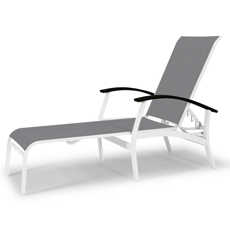 Askar Outdoor Rust-Resistant Metal Chaise Lounge, Titanium Sunbrella®, Gloss White, White P50