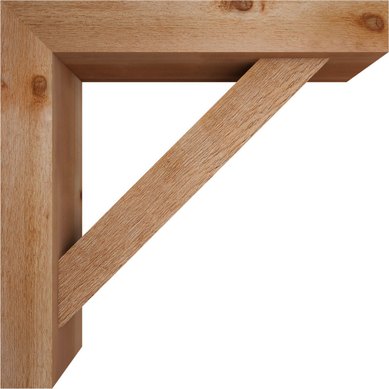 Traditional Block Bracket w/ Offset Brace, 30 x 30, 6"W Western Red Cedar (Rough Sawn)