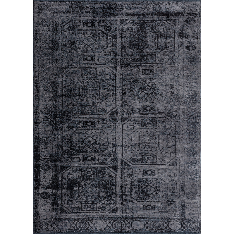 Rapture Black/Gray Oriental Luxury Area Rug, Rectangle 7'10" x 11'2"