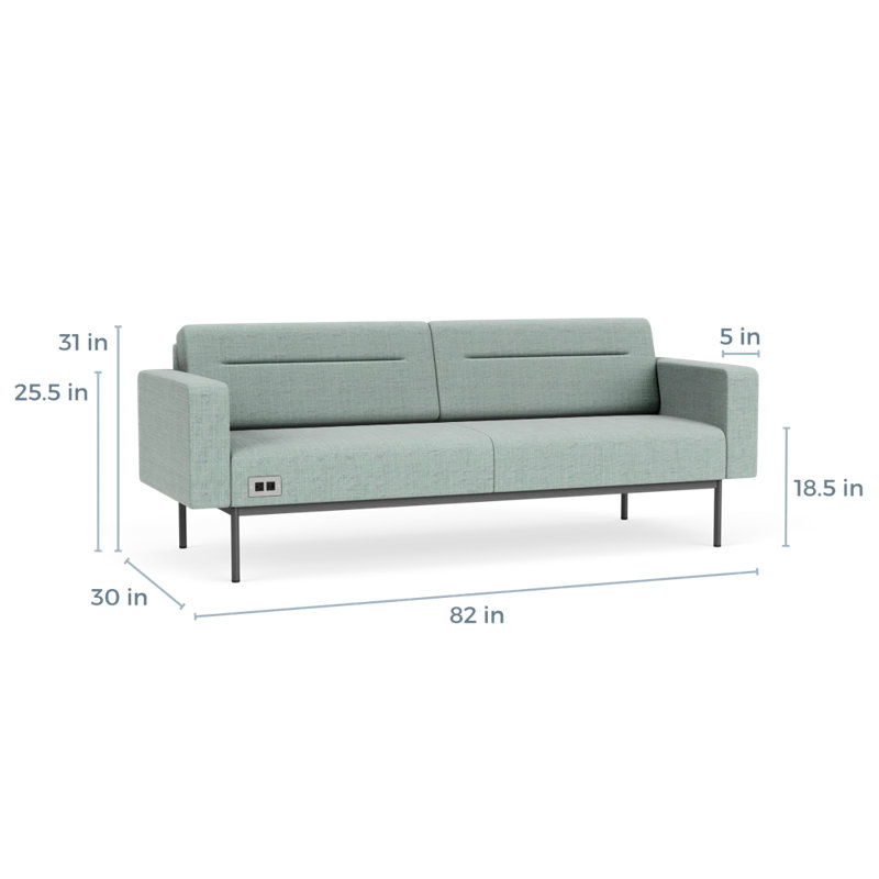 Canapé de réception Darsey, Chambray écume de mer, Avec alimentation, Gris anthracite