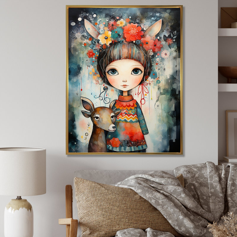 Mignon décorations de Noël pour enfants II - Art mural, Cadre flottant doré, H 32 po x l 16 po x P 1 po