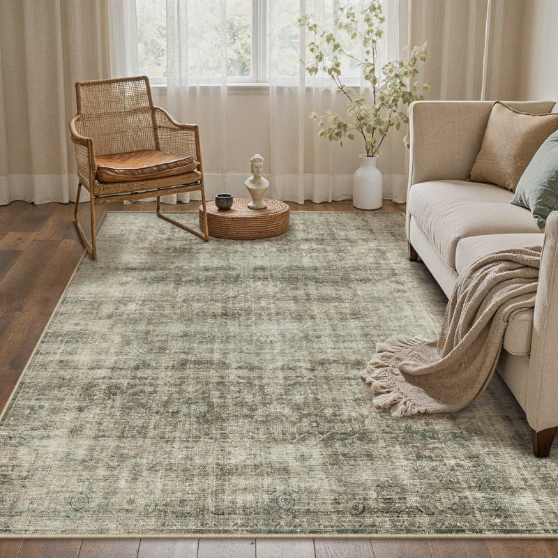 Tapis lavable rétro avec envers antidérapant Elias, Rectangulaire 3 pi x 5 pi