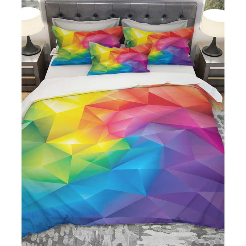 Modern & Contemporary Geometric Shapes Duvet Cover, Queen Duvet Cover + 2 Shams