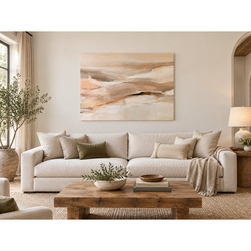 Toile murale abstraite en soie du désert, 36" H x 48" W x 1.5" D