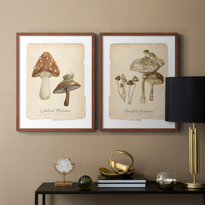 Champignons des bois - Impression encadrée de qualité supérieure - Prêt à être accroché - aucun clou requis - aucun clou requis