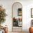 Natural Pine Wood Arch Full-Length Mirror - Elegant Wall-Leaning Or Wall-Mounted Design-1577740732