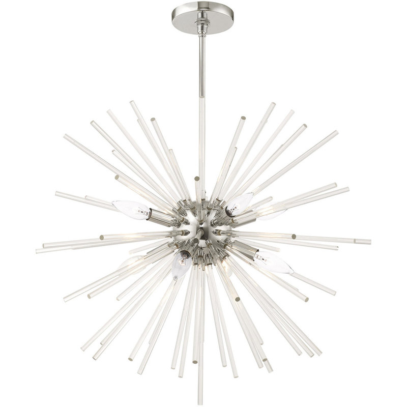 Lustre sphérique spoutnik à 8 lumières Ryzen, Chrome poli, H 14 po x l 20 po x P 15 po