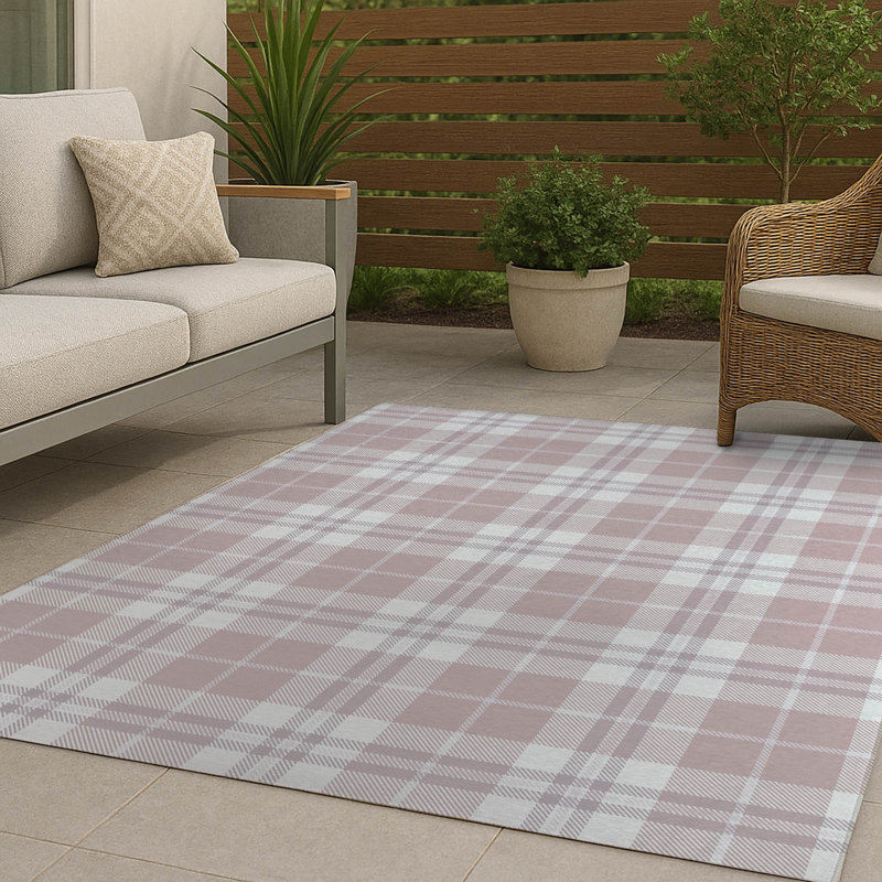 Tapis d'extérieur antidérapant Tartan Block, Rectangulaire 8 pi x 10 pi